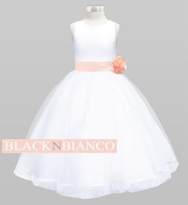 Peach Sash and Bow Flower Dress for Kids