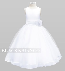 White and White Flower Girl Dress