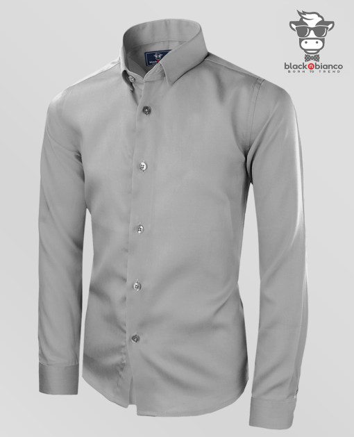 Boys Long Sleeve Dress Shirt in Gray