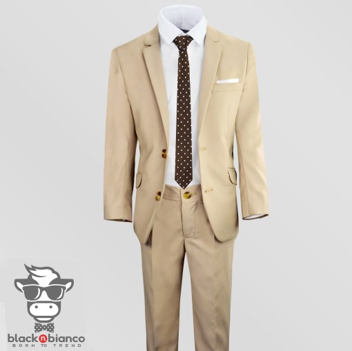 Boys Tan Suits, Boys Khaki Suits, Boys Slim Fit Suits,