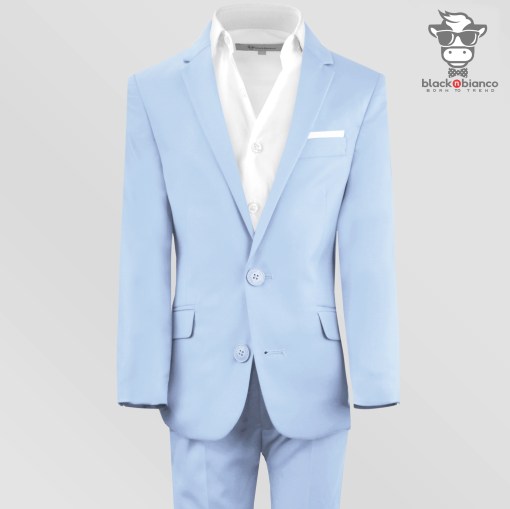 Boys Light Blue Slim Fit Suit